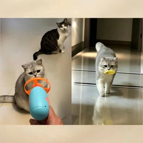22PCS Cat Fetch Toys, Interactive Flying Cat Toy with Flying Propellers, Cat Kitten Tracks Toy for Training Hunting Chasing - color: Dark Blue +Blue+ 20 Propellers