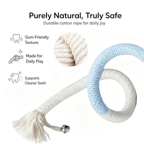 4-Pack Cat Toys for Indoor Cats, Woven Cotton Rope Toys with Bells - size: 4 Packs