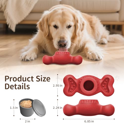 3-in-1 Enrichment Dog Toy for Aggressive Chewers, Frozen Treat Toy & Interactive Treat Dispenser with Peanut Butter Grooves, Long Lasting Slow Feeder Chew Toy for Large Dogs,Easy to Clean,Red - color: Red