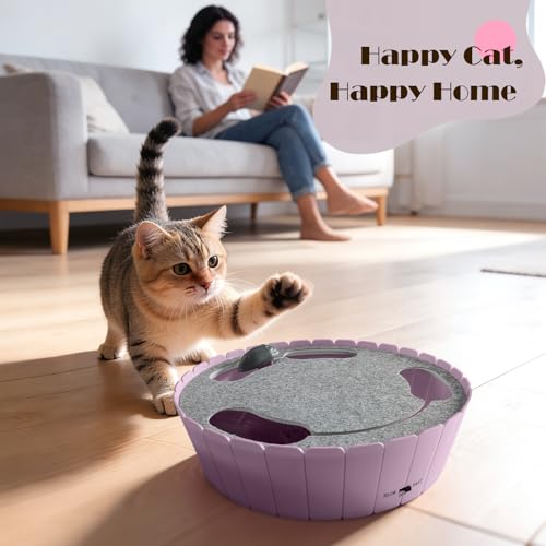 Pawaboo Interactive Cat Toy with Running Mouse, Automatic Track Kitten Toy - color: P-Purple