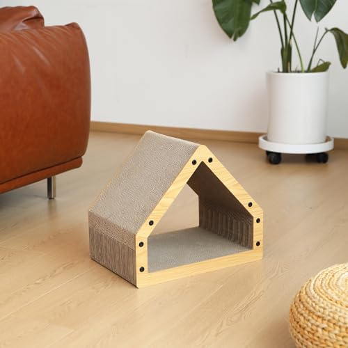 FUKUMARU Cat Scratcher House, Cozy Cardboard Cat Bed Design Scratching Pad
