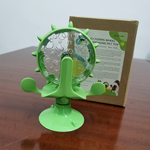 Interactive Cat Treat Leaking Toy for Small Dogs Original Slow Feeder Funny Dog Wheel Pet Products Accessories, Cat Treat Dispenser Toy Interactive Puzzle (Green) - color: Green