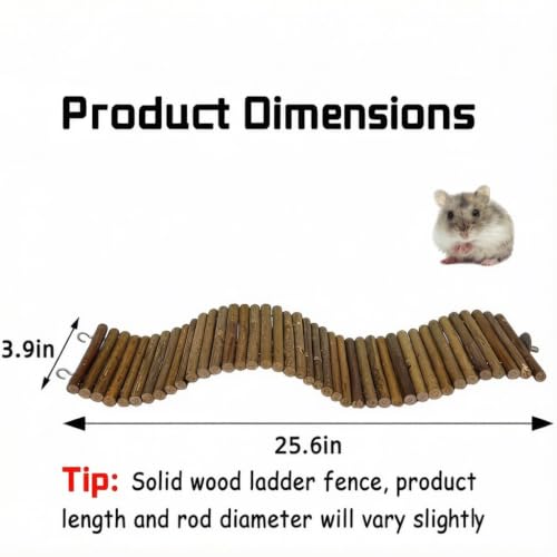 25.6 × 3.9 in Wood Hamster Bridge Rat Climb Toys for Gerbil Mouse Squirrel - size: 1PCS-25.6×3.9 in
