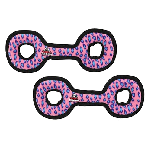 TUFFY uffy® : 2 Pack TugOWar Dog Toy: Ultra Durable Plush Toy with Multiple Layers & Reinforced Seams, Washable and Floats, Original Construction - color: 2PK Pink Leopard TugOWar