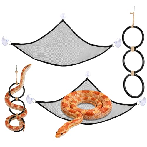 Snake Climbing Rings with 2 Hammock, Snake Climbing Toys Snake Enrichment