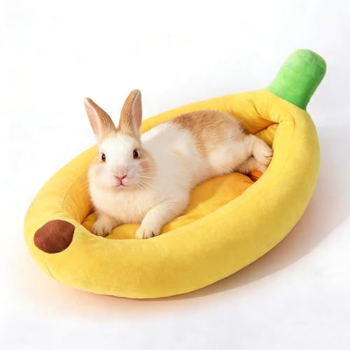 Rabbit Bed Warm Small Dog Cat Sleeping Carrot Banana Beds Bunny Bed Guinea Pig Hideout Bed Thick Soft with Removable Mat,Machine Washable Guinea Pig Cushion (Banana（18.5 * 11.02 * 3.94）) - color: banana（18.5*11.02*3.94）