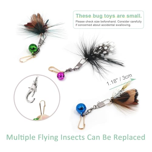 SONGWAY Cat Toy Wand Replacement - 10 Pieces Insect Butterfly Cat Toys, Cat Feather Toy Refills, Cat Teaser Wand Attachments, Interactive Cat Toys for Indoor Cats - size: Butterfly & Insect 10 Pieces