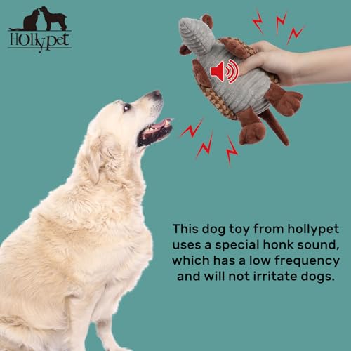 Hollypet Armadillo Squeaky Puppy Dog Toys for Small Medium Dogs, 8" - color: Brown and Bronze, size: 8 IN