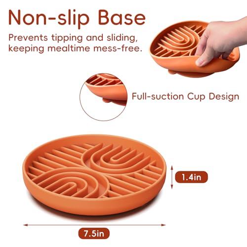 Slow Feeder Dog Bowl, Silicone Puzzle Bowl With Suction Cups for Dogs & Puppies, Anxiety Relief, Slow Eating, Dishwasher Fit, All Breeds, Pumpkin - color: PUMPKIN