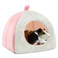 BWOGUE Guinea Pig Bed Hideout, Washable Hamster Cave for Small Animals - color: White+Pink