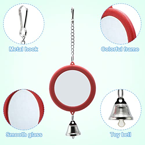Litewoo 3-Piece Bird Mirror Toy with Bell for Parrot Cage, 3 Round - color: B - 3* Round