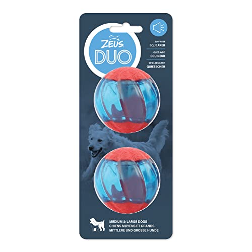 ZEUS Duo Balls with Squeaker, Interactive Dog Toys, Large, 96286 - color: Squeaker, size: Large