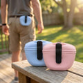 2 Pack Silicone Dog Treat Pouch with Magnetic Closure Hands-Free Training Bag with Belt Clip for Walking Agility Easy Clean Pet Snack Holder-Blue Pink - color: BLU-PNK