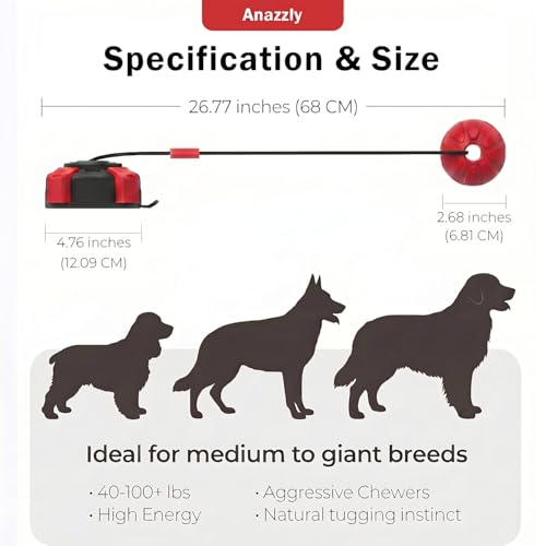 Interactive Dog Tug Toy, stim Teeth chew Toy for Dogs Solo Play-red - color: red
