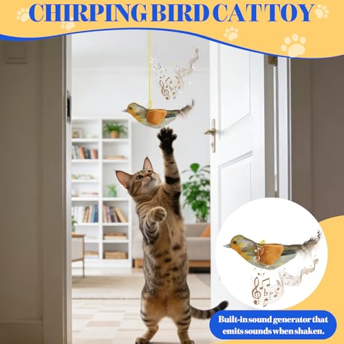 Cat Toys Interactive,3 Pcs Kitten Hanging Toys for Indoor Cats,Flying Bird Toy,Door Frame Cat String Toy for Bored Indoor Adult Cats - color: Colorful