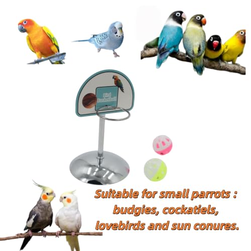 Fosrion Parrot Basketball Hoop Toy Set - Training Hoop with 2 Bird Balls Parrots (Small + Clicker) - size: Small + Clicker