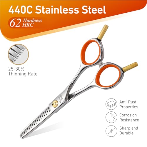 5" 3-in-1 Dog Grooming Scissors Set with Comb, Straight, Curved & Thinning Shears, Japanese 440C Stainless Steel Pet Grooming Kit for Dogs and Cats, Sharp Durable Blades - color: Combo, size: 5"