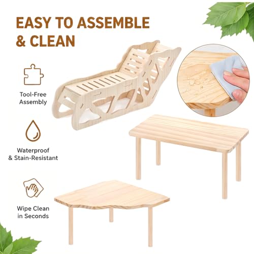 3-Piece Hamster Platform Set, Hamster Cage Accessories for Small Pets