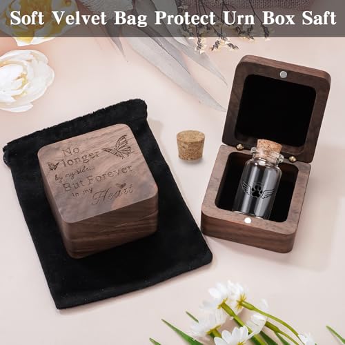 SOITIS Small Pet Urn for Dogs Cats Little Urn for Pets Ashes Keepsake - color: Black Paw