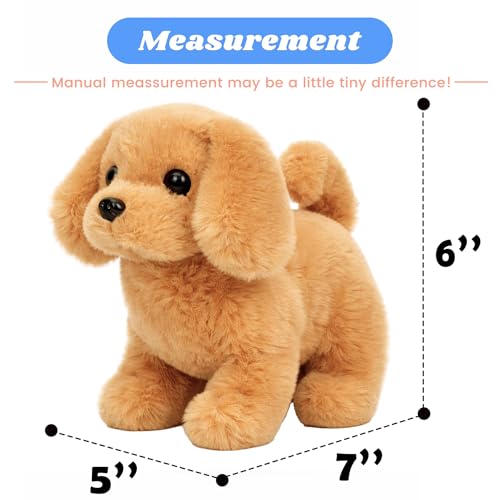 Hopearl Walking Dog Golden Retriever Interactive Electronic Pet Plush Toy Puppy Woof and Moving Animated Nodding Head Gifts for Toddlers Birthday, Dark Brown, 7'' - style: Dog-Dark Brown