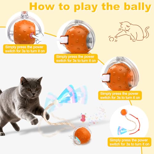 Interactive Cat Toy Ball, Red1, Indoor Cats - color: Red1, size: 2.3 inches
