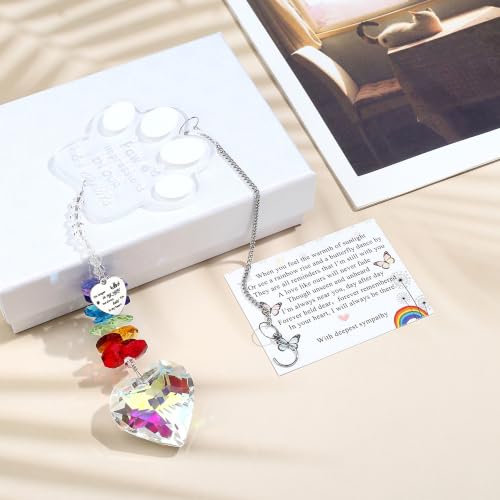 Pet Memorial Gifts for Loss of Dog, Pet Dog Memorial Suncatcher - color: White Cat Paw Engraving