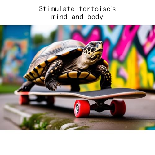 Tortoise Skateboards and Treat Balls Sets of 2, Mini Walking Reptile Skateboard Toys, Turtle Fast Skate Accessory Funny Pet Parrot Playing Training Toy (Blue) - color: black