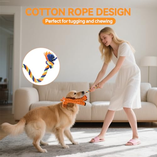 AUSCAT Plush Dog Rope Toy, Durable Squeaky Dog Toys for Puppy Small Medium Dogs (Not for Aggressive Chewers), Giraffe - color: Giraffe
