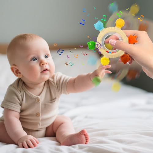 Baby Teething Rings Toys for 0-6 6-12 Months Animal Rattle Teether Toy