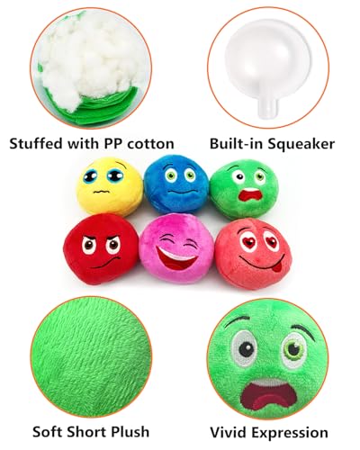 Squeaky Dog Toys, Stuffed Plush Puppy Toy Balls to Keep Them Busy, (6 Pack) Interactive Funny Pet Ball with Squeaker for Puppies Small Breed Dogs - style: Small 2.6" (6 Pack)
