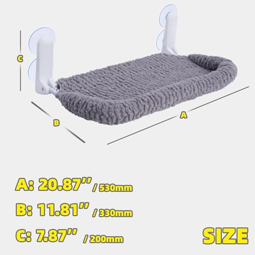 AIWIKIDE Cat Window Perch with Cushion Rim, Easy Install Bracket, Portable Wall Hammock for Indoor Cat, Grey - color: Grey, size: Cushion Rim - 1 Piece