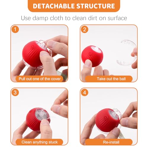 Cat Toys for Indoor Cats Smart Automatic Ball Moving Chase Dogs Toy, Red - color: A1-Red