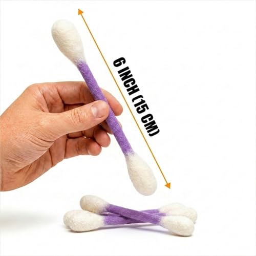 Glaciart One Swabs Cat Toys with Catnip - 6 Pk | Durable for Chew, Cute Cat Toys Interactive Kitty for Boredom, Exercise, & Play | Filled w/Organic Catnip for Anxiety & as Digestive Aid | Gift Idea - color: Purple Swabs, size: Regular