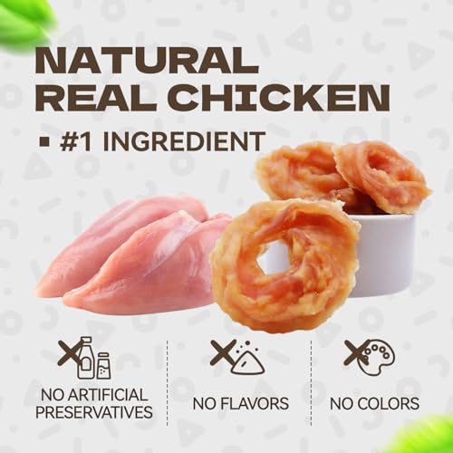 Chicken Rings Dog Treats, Natural Chicken Breast Jerky 10.58oz/300g