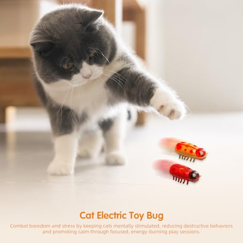 XCZAP Cat Electric Toy Bug – Automatic Rolling Interactive Cat Toy(2-Pack) (A-LS-Luminous Yellow Green) - color: A-LS-Luminous Yellow Green