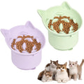 2 Pack Silicone Cat Slow Feeder,Tilted Design with Non Slip Base
