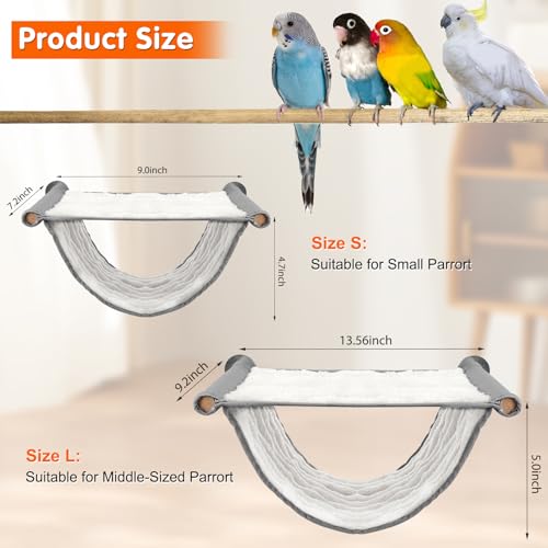 BWOGUE Bird Nest Bed Hanging Hammock, Parakeet Bed for Cage, Cockatiel Bed - color: Grey, size: Large (13.56"x9.2")