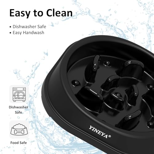 YINEYA Anti-Choking Slow Feeder Dog Bowls Small Size Dog, Slow Feeder Cat Bowl, Supplies and Puzzle for Pet - color: G - Black, size: Small