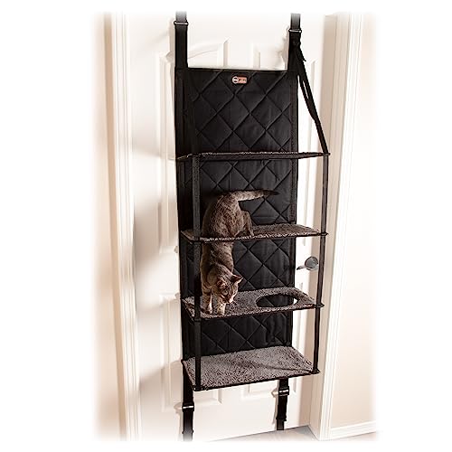 K&H Door Cat Tree, Over the Door Cat Furniture - Gray, Fits Doors <80in H