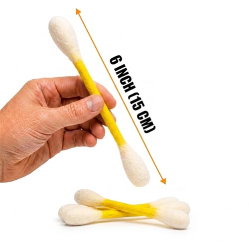 Glaciart One Swabs Cat Toys with Catnip - 6 Pk | Durable for Chew, Cute Cat Toys Interactive Kitty for Boredom, Exercise, & Play | Filled w/Organic Catnip for Anxiety & as Digestive Aid | Gift Idea - color: Yellow Swabs, size: Regular