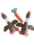 Dog Toy Bundle – 2 Durable Plush Squeaky Goose Toys + 1 Carrot Rope Chew Toy – Interactive Play Set for Small & Medium Dogs