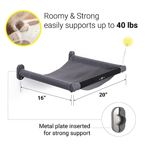 SVD.PET Cat Hammock Wall Mounted with Toy, Soft Padded & Comfortable Cover Premium Wall Furniture. Modern Design Cat Shelf. Supports up to 40 lbs (Comfy Plus, Dark Grey) - color: Dark Grey, size: Hammock - Comfy Plus