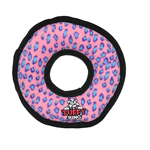 TUFFY® Ultimate Ring Ultra Durable Plush Dog Toy - color: Pink Leopard Ring