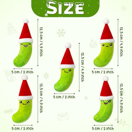 MALLMALL6 Catnip Toys for Cat - 5Pcs Christmas Pickle Catmint Interactive Cat Toy for Indoor Cats, Soft Santa Hat Kitten Supplies, Kitten Teething Chew Toy Set, Pet Xmas Gifts for Kitty Lover - style: Christmas Pickle