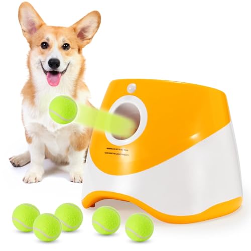 SOCO Automatic Ball Launcher for Dogs, 6 2-Inch Balls, Orange - color: Orange-6 balls