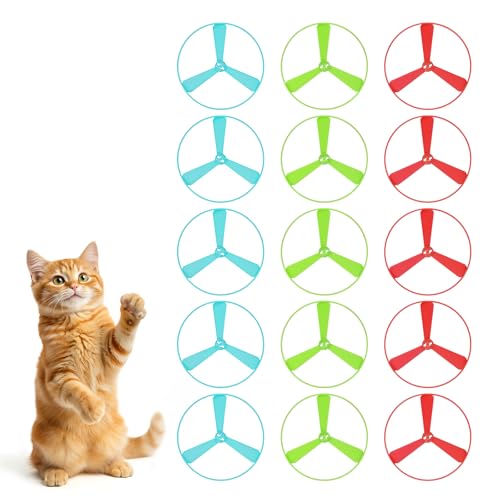 15 PCS Flying Spinners for Disc Launcher Interactive Cat Fetch Toy