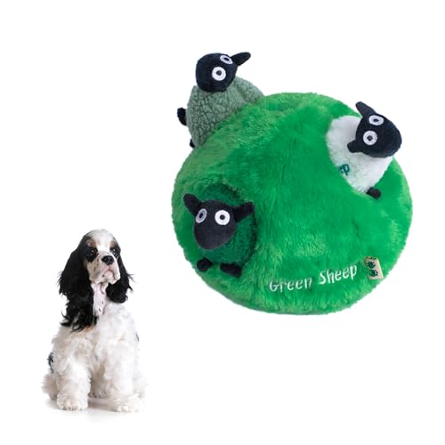 Green Sheep Hide & Seek Toy for Dogs, Durable Plush Squeaky Dog Toys with Recycle Cotton Rope, Interactive Chew Toy for Small to Large Dogs, Tough Pet Toys to Keep Them Busy - color: Hide & Seek Toy