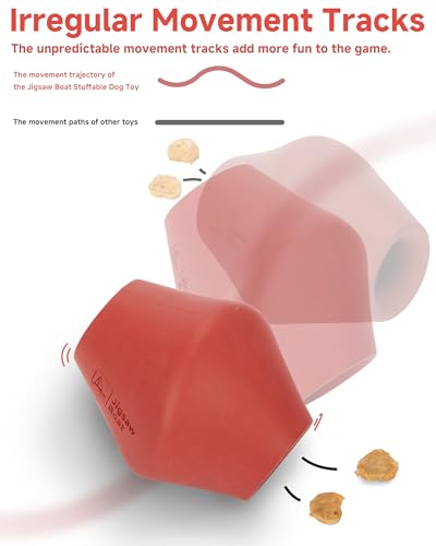 Stuffable Enrichment Dog Toy – Durable Natural Rubber Treat Dispenser for Large Dogs, Irregular Shape, Red, Bully Stick Compatible - color: Red-Classic, size: Large