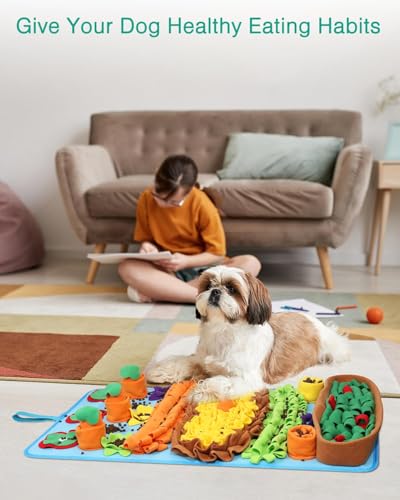 ORIA Snuffle Mat for Dogs, 4 Squeaky Carrots, Machine Washable, 32''x20'' - size: 32x20 inch