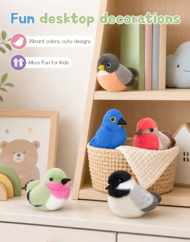 Muiteiur 6Pcs Chirping Bird Stuffed Animals, Shake Sound Plush Set for Kids - style: Sound Birds